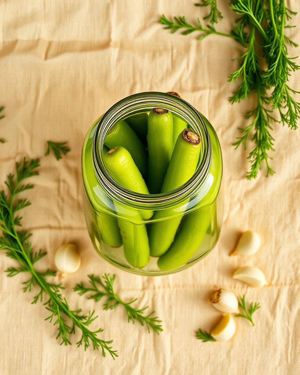 Mason jar of bright dill pickles